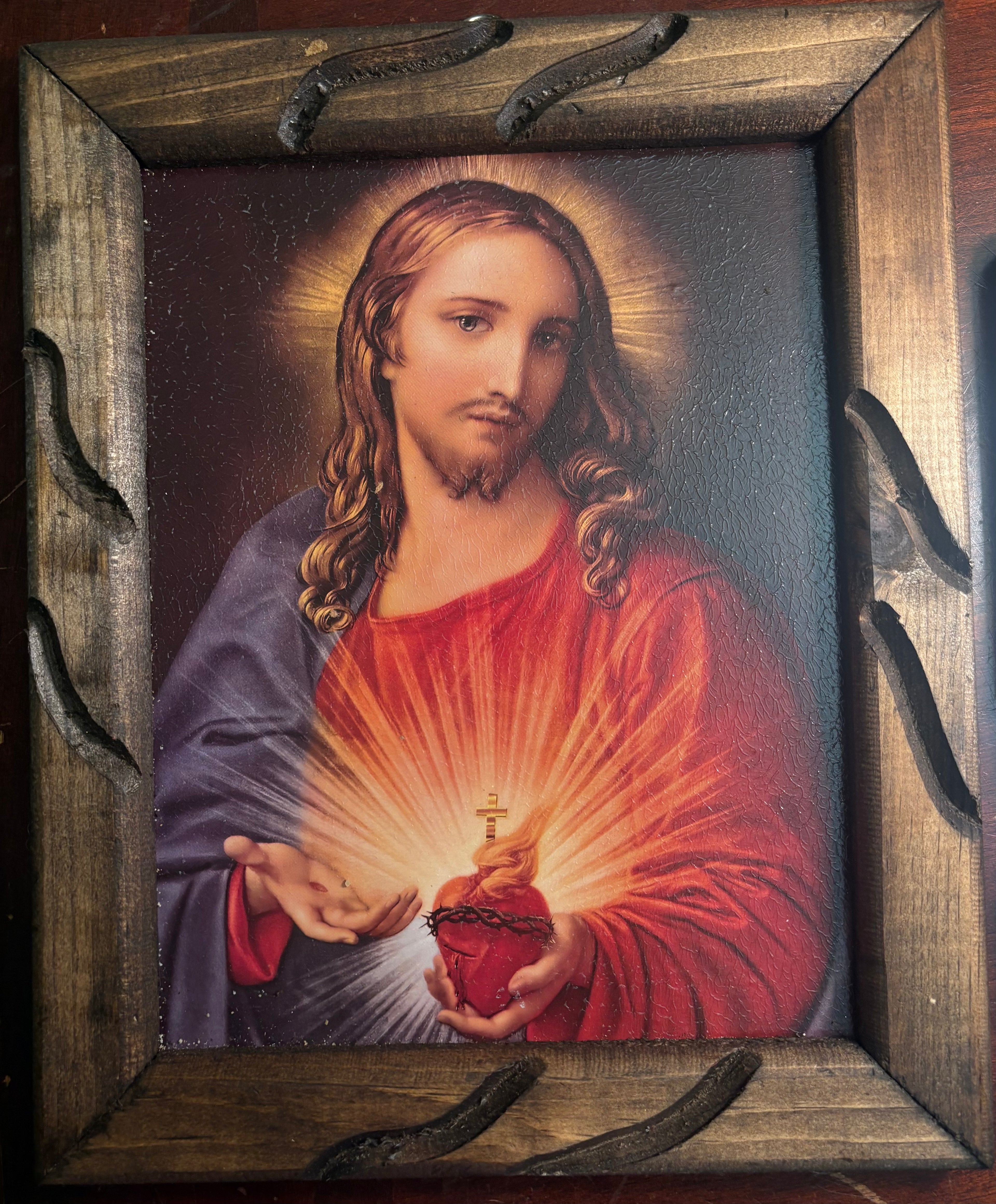 Sacred Heart of Jesus Rustic Wood Wall Plaque (small)