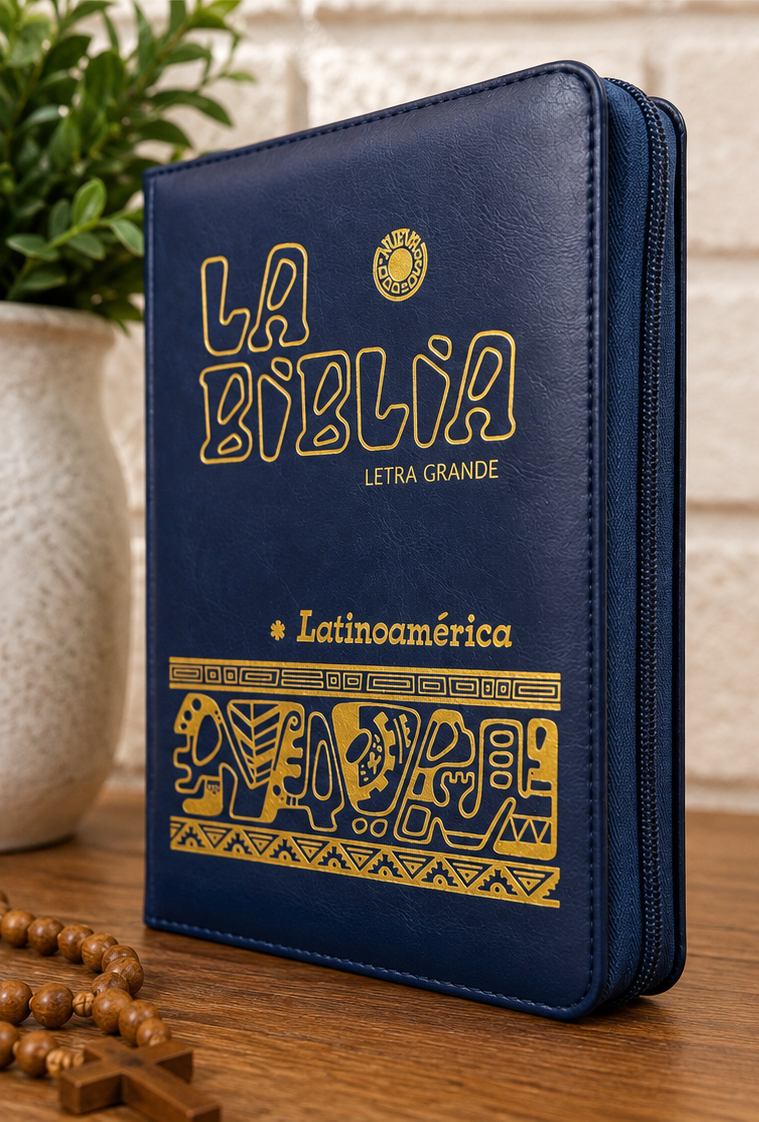 La Biblia Latinoamérica Letra Grande – Edición de Lujo con Cierre | Azul